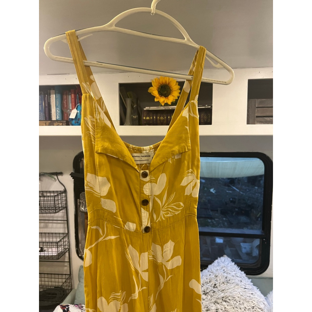 Women's Anthropologie Yellow & White Floral Jumpsuit Size S